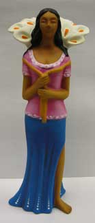 Mexican Ceramic Flower Vender Doll